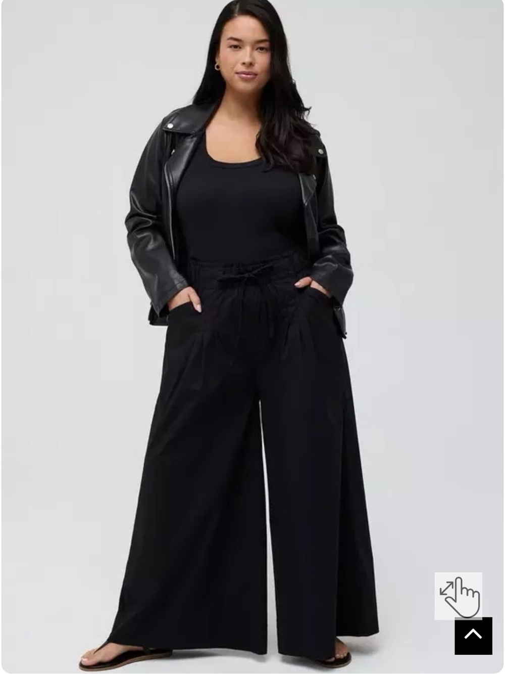 Torrid High Rise Wide Leg Poplin Drawstring Pants - Black (Travel capsule Piece)